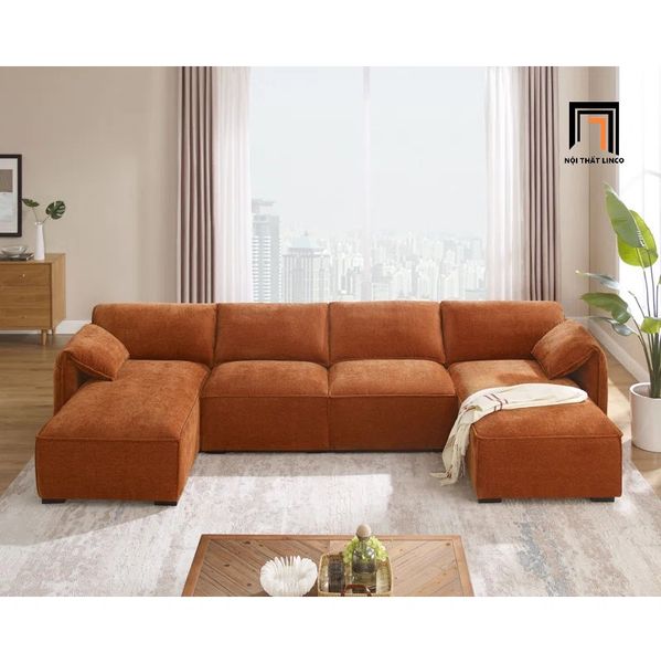 bộ ghế sofa U 3m2 giá rẻ màu cam