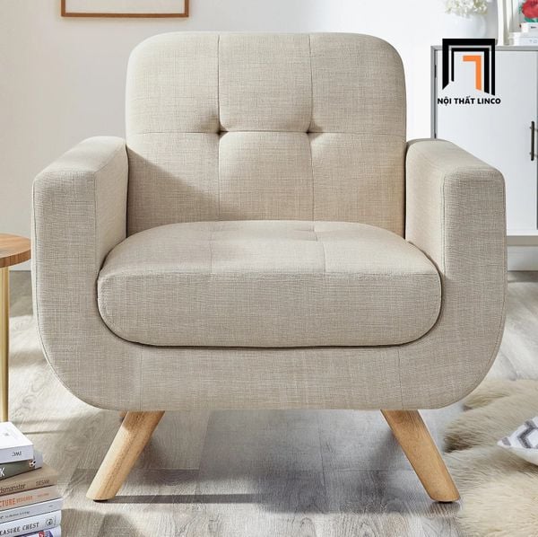 ghế sofa đơn màu trắng kem