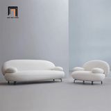  Bộ ghế sofa cong vải lông cừu đẹp KT56 Nina màu trắng kem 