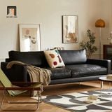  Ghế sofa băng da Pu màu đen BT324 Nasdam 2m2 hiện đại 