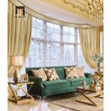  Bộ ghế sofa vải nhung xanh lá KT117 Yazzie đính nút sang trọng 