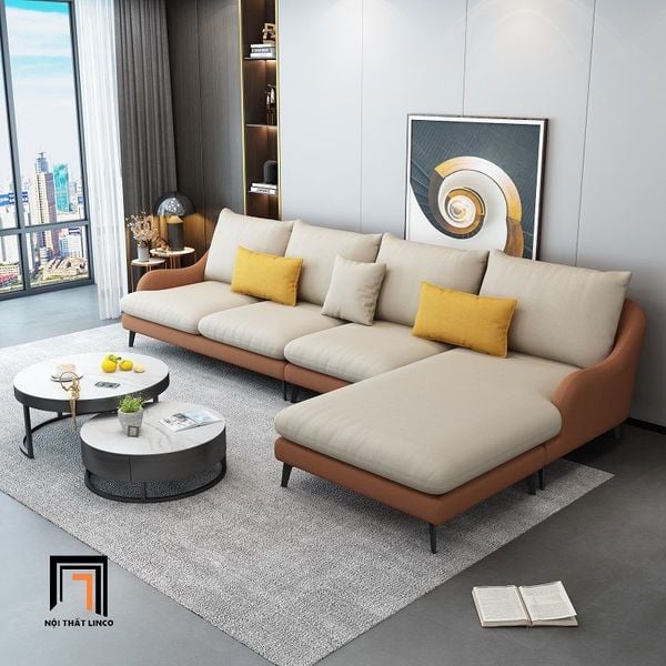  Bộ ghế sofa góc L 3m x 1m6 GT125 Yank phối màu da Pu 