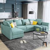  Bộ ghế sofa chữ U giá rẻ UT16 Dixie dài 2m9 vải bố xanh ngọc 