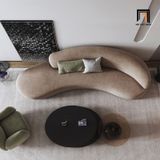  Ghế sofa băng cong cho tiệm shop 2m4 BT193 Cruces vải nhung xám 