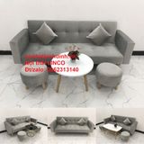  Bộ ghế sofa giá rẻ thông minh BTV 2m xám tro vải nhung 