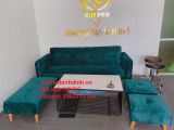  Bộ ghế sofa giường thông minh BTV dài 2m xanh lá vải nhung 
