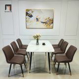  Bộ bàn ăn mặt đá ceramic giá rẻ 33-BAD6-G3-B66 6 ghế ngồi 