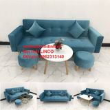  Bộ ghế sofa giường xanh dương vải nhung BTV 2m giá rẻ 