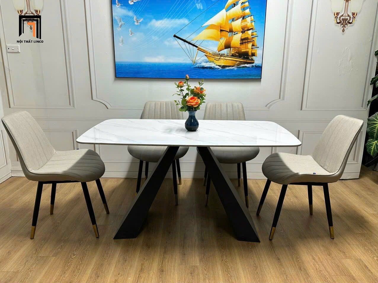  Set bàn ăn 4 ghế da giả sang trọng 25-BAD4-G3-B5 cho căn hộ 