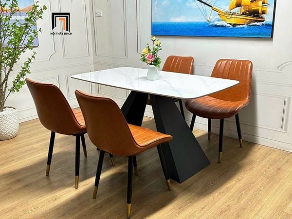 set bàn ăn 4 ghế da giả sang trọng