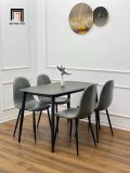  Set bàn ghế ăn nhỏ gọn 33-BAD4-G22-B66 mặt đá 4 ghế da giả 