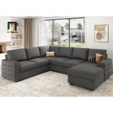  Bộ ghế sofa chữ U hiện đại UT20 Honbay 3m1 màu xanh đậm 