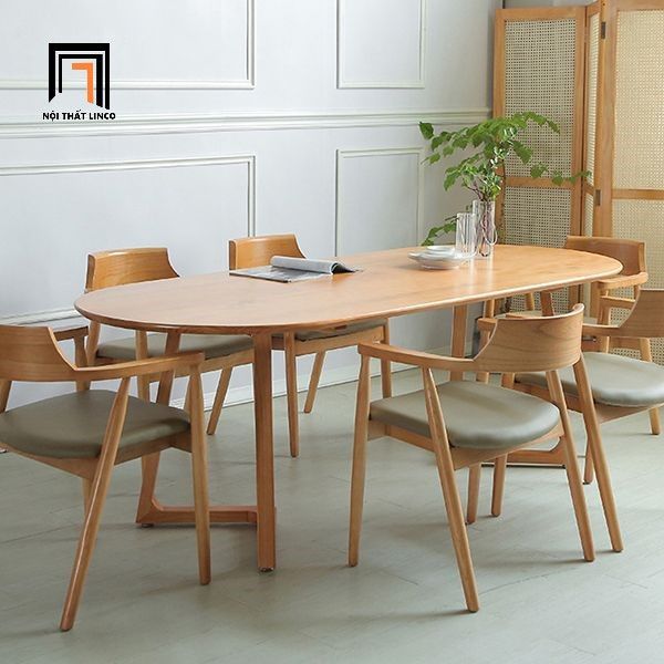 bộ bàn ăn hình oval 6 ghế