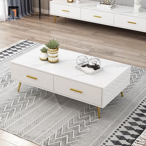 bàn trà mặt đá trắng sang trọng