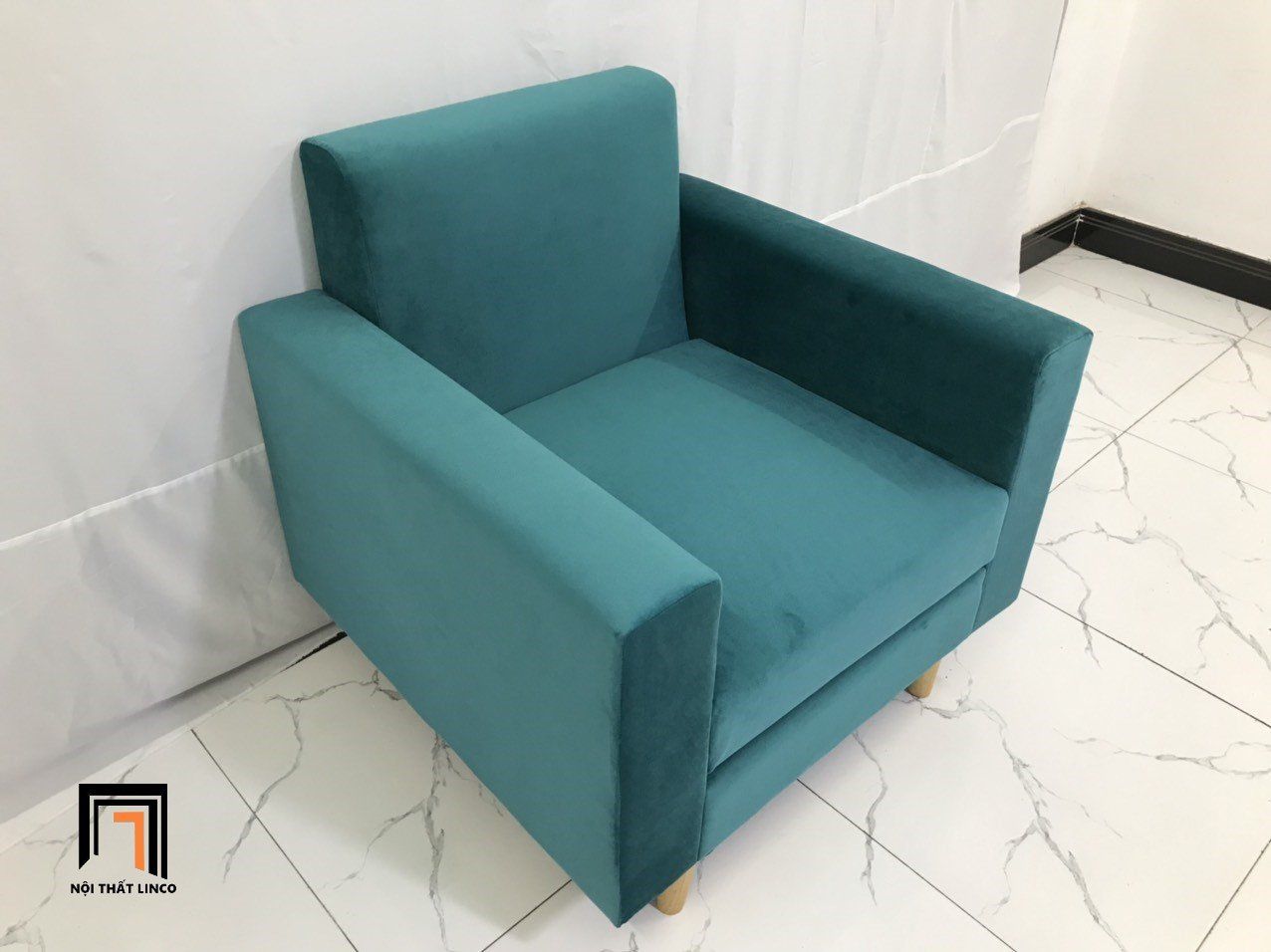  Ghế sofa đơn xanh lá vải nhung NS05 giá rẻ cho gia đình 