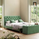  Giường ngủ màu xanh lá vải nhung GN67 Leaminton giật lún đẹp 