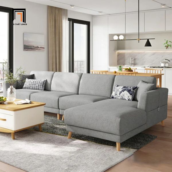 sofa góc gia đình màu xám ghi