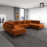  Bộ ghế sofa U phòng khách UT19 Tyne 3m2 vải nhung màu cam 