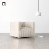  Ghế sofa đơn xinh xắn trang trí DT35 Brant vải nỉ trắng kem 