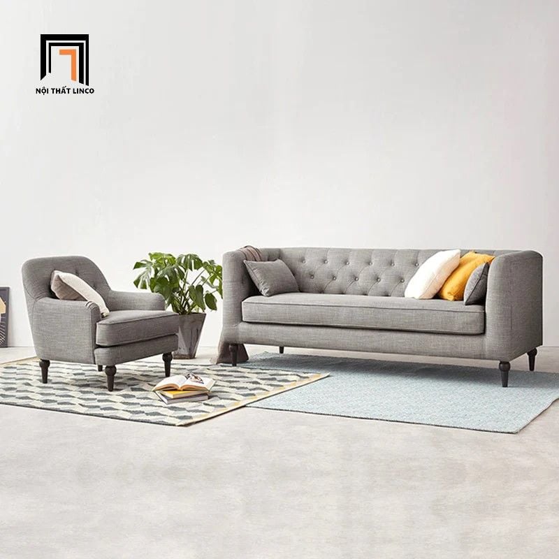  Ghế sofa băng tân cổ điển BT288 Wright dài 2m1 màu xám trắng 