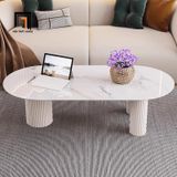  Bàn sofa oval đá ceramic trắng xinh BSF89 Vilasim 1m1 x 50 