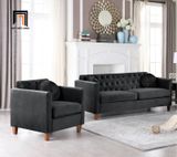  Set ghế sofa gia đình cao cấp KT125 Prady bọc vải nhung xám 