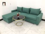  Bộ bàn ghế sofa góc chữ L 2m2 x 1m6 phòng khách màu xanh ngọc 