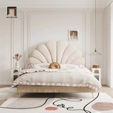  Giường ngủ hình hoa sen vải nỉ trắng kem GN41 Innis xinh xắn 