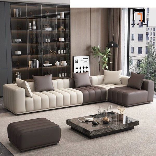  Bộ ghế sofa góc L hiện đại GT269 Sudie 3m1 x 1m5 nệm chia múi 