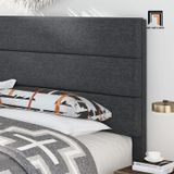  Giường ngủ giá rẻ GN14 Allewie vải nỉ 1m6 x 2m màu xám đen 