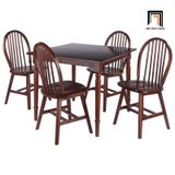  Set bàn ăn vuông màu nâu đậm 49-KH4-G58-B91 4 ghế cong đẹp 