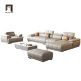  Bộ ghế sofa góc L cao cấp GT266 Tolstoy da giả xám 3m x 1m6 