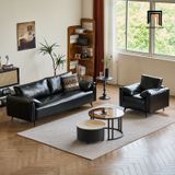  Combo 2 ghế sofa da Pu bóng màu đen KT152 Napita sang trọng 