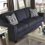 Ghế sofa hiện đại dài 2m BT35 Canchola màu xanh đen đính nút 