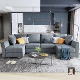  Bộ ghế sofa chữ U giá rẻ UT16 Dixie dài 2m9 vải bố xanh ngọc 