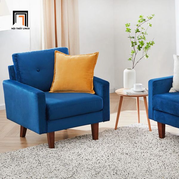  Ghế sofa đơn 1 chỗ ngồi DT8 Brook vải nhung trắng kem 