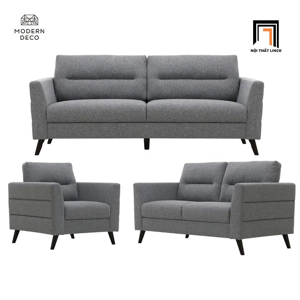  Bộ ghế sofa văn phòng vải nỉ KT20 Liner màu xám lông chuột 