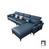  Bộ ghế sofa góc chữ L GT121 Fontana 3m2 x 1m75 da giả xám đen 