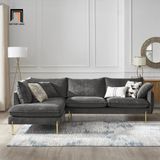  Ghế sofa góc chữ L vải nỉ 2m3 x 1m7 GT204 Verona chân inox 