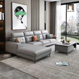  Bộ ghế sofa góc sang trọng GT224 Baschi 3m x 1m7 da Pu xám đen 