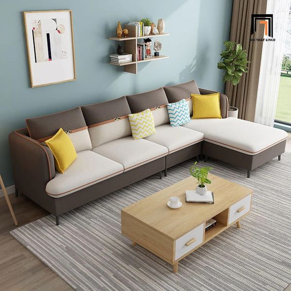 ghế sofa góc phối màu vải nỉ bố
