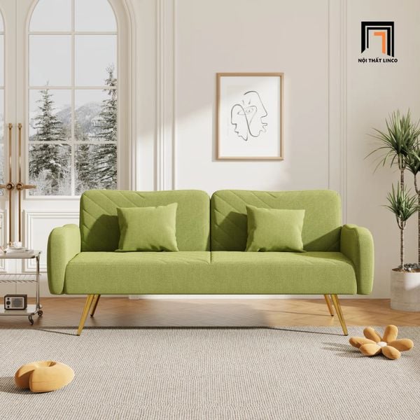 ghế sofa giường xanh lá vải nỉ