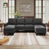  Bộ ghế sofa U xám đen vải nỉ UT27 Eilean dài 2m6 giá rẻ 