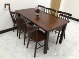  Set bàn ăn ghế gỗ nhà bếp 6-KH6-G18-B108-naugo màu nâu đậm 