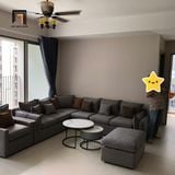  Bộ ghế sofa U vải nỉ màu xám dài 3m2 UT3 Hanna cho chung cư 