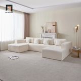  Set ghế sofa chữ U xinh xắn UT17 Dade 3m1 vải nỉ trắng kem 