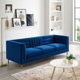 Ghế sofa văng BT104 Ingen dài 2m2 vải nhung màu xanh dương 