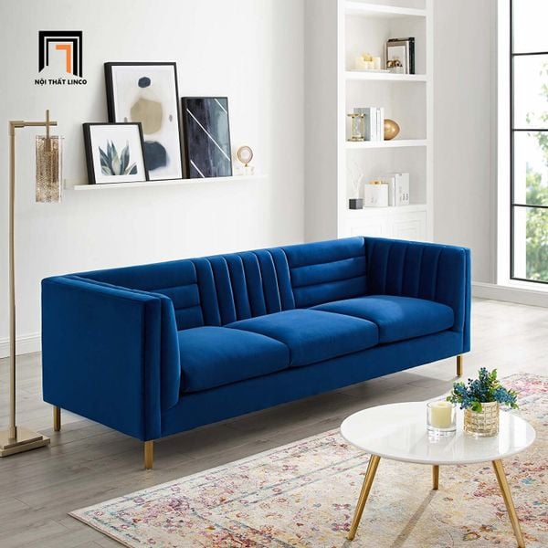 ghế sofa băng vải nhung xanh đậm