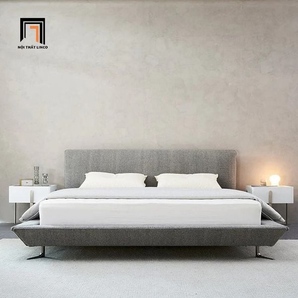 giường ngủ vải nỉ màu xám