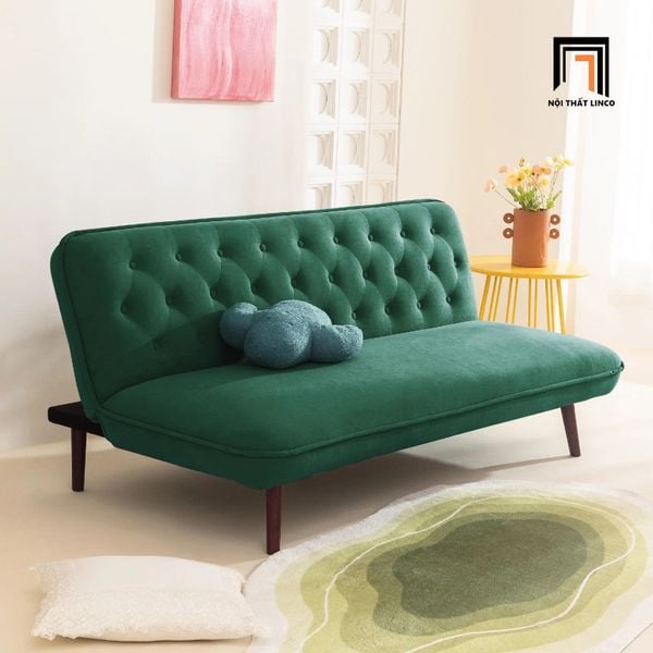 ghế sofa giường 1m8 xanh lá vải nhung